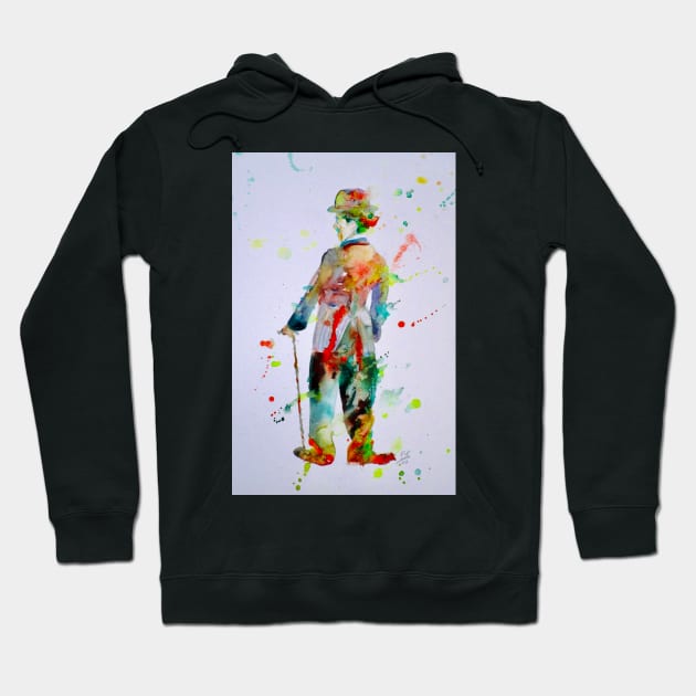 CHARLIE CHAPLIN watercolor portrait .5 Hoodie by lautir